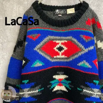 [레트로] 오르테가 패턴 셰틀랜드 울 스웨터 니트 구제 의류