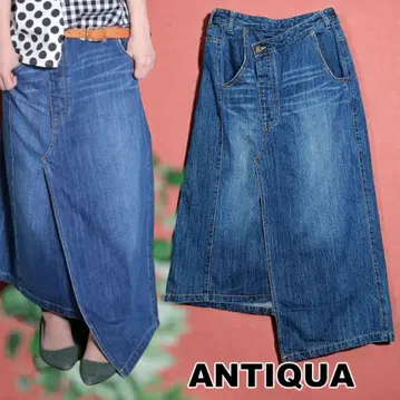 안티카 ANTIQUA 어시멘틀리 데님 롱 스커트