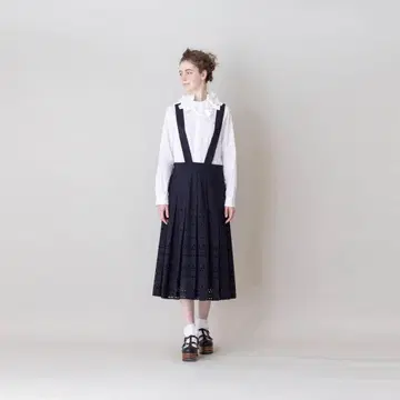 서스펜더 포함 플레어 스커트 네이비/파랑 janemarple