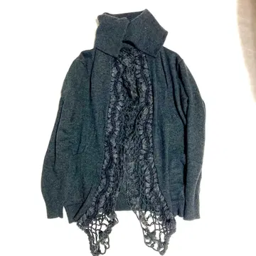 gomme 차콜 그레이 프릴 디테일 가디건