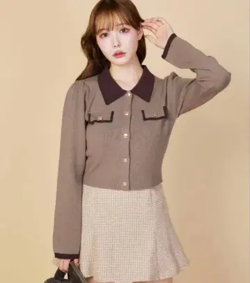 Nice Claup 브라운 니트 가디건