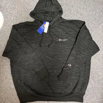 새상품 Champion 스트라이프 후드티 5L 블랙