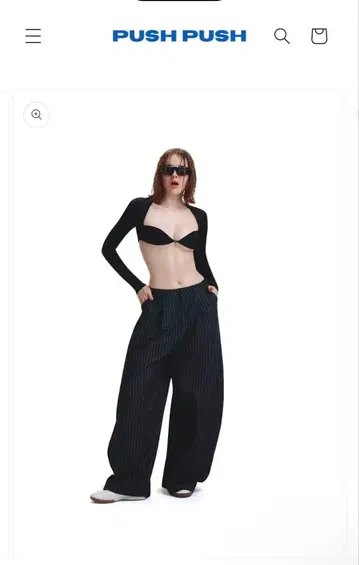 Push push 블랙 스트라이프 와이드 팬츠