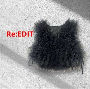 Re:EDIT V넥 튤 프릴 뷔스티에 포멀 세레모니