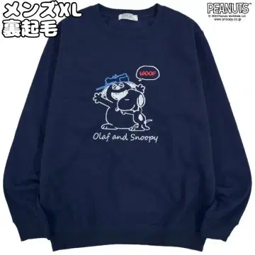 스누피 올라프 맨투맨 소재 트레이닝복 남성용 XL 자수 네이비