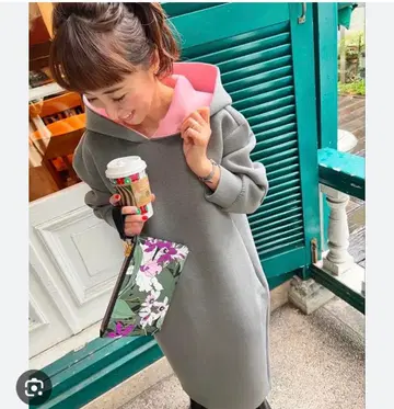 링커블 본딩 후디 원피스 그레이