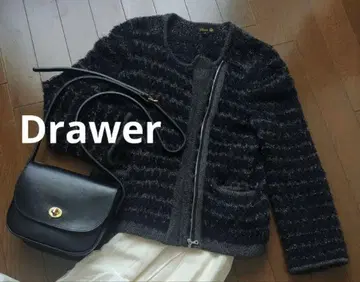 Drawer 노카라 자켓 사이즈 2 블랙/그레이