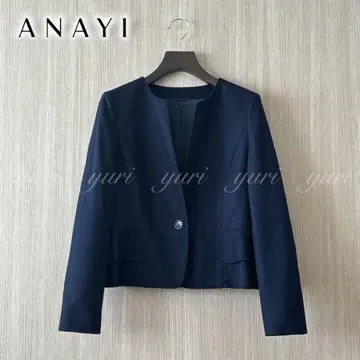 [ 1038 ] 아나이 울 페플럼 노카라 자켓 다크 네이비 38