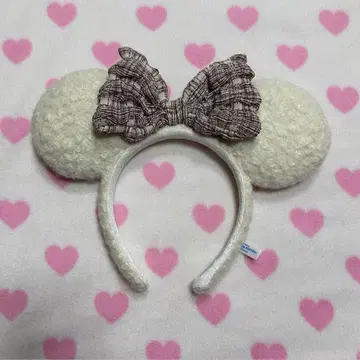 디즈니 빨간색 체크 크리스마스 머리띠