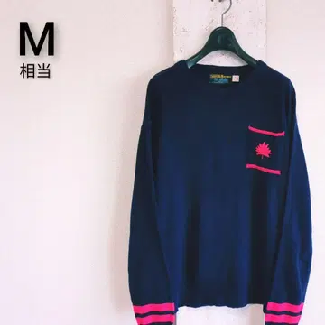 70s SIMPSON Sears 니트 스웨터 네이비 아크릴 M 상당