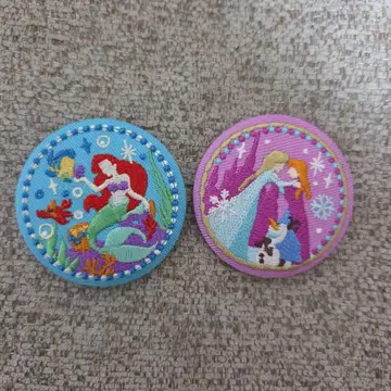 디즈니 자수 캔뱃지 반다이 겨울왕국 인어공주