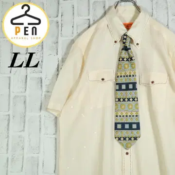 넥타이 셔츠 버튼 다운 셔츠 스티치 자수 빅 실루엣 LL