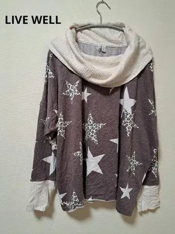 LIVE WELL 별 패턴 레오파드 무늬 상의 1X