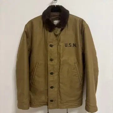리얼 맥코이 U.S.N. N-1 덱 자켓 38 카키 보아 라이너