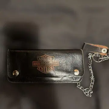할리데이비슨 블랙 가죽 장지갑 체인 포함