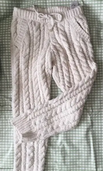 gelato pique 롱 팬츠 케이블 짜임 화이트 x 옅은 핑크