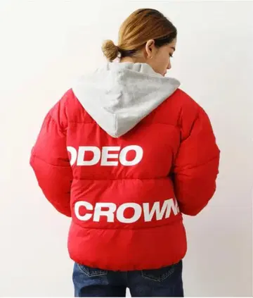 RODEOCROWNS 레드 다운 자켓 후드 부착