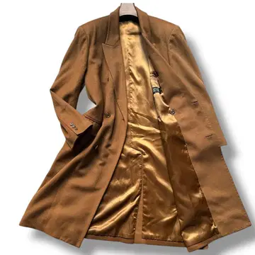 캐시미어 100 체스터 코트 더블 카멜 롱 남성용 빈티지