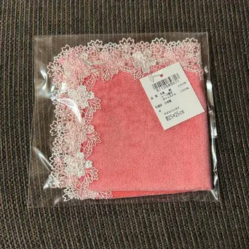 새상품 레어 긴자와 레이스 미니 타월 손수건 봄 만발 코랄 핑크
