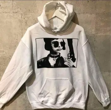 남녀 공용 영화 레온 마틸다 포토 프린트 후드티/화이트