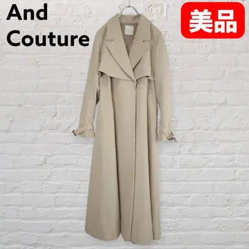 And Couture 롱 트렌치코트 베이지 리본 포함
