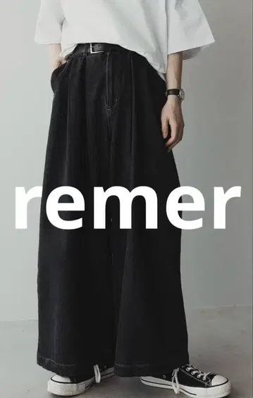 remer/루즈 턱 와이드 빈티지 워시 데님 팬츠