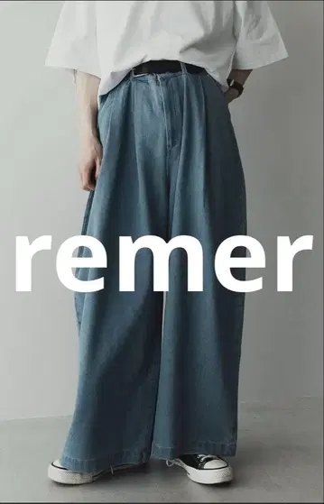 루즈 턱 와이드 빈티지 워시 데님 팬츠