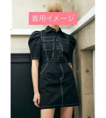 SLY 블랙 반팔 미니 원피스