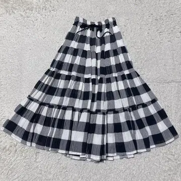 OBLI 블록 체크 맥시 롱 스커트 S