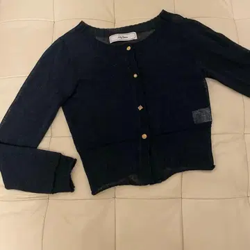 Lily Brown 네이비 가디건 골드 버튼 시어 라메