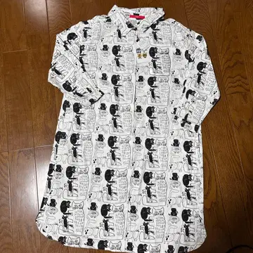 새상품 그라니프 미로 코마치코 셔츠 원피스 고양이 패턴