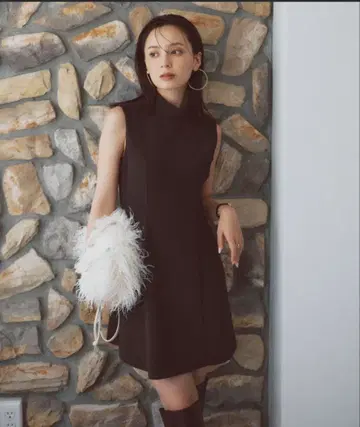 anuans 컷 조젯 미니 원피스