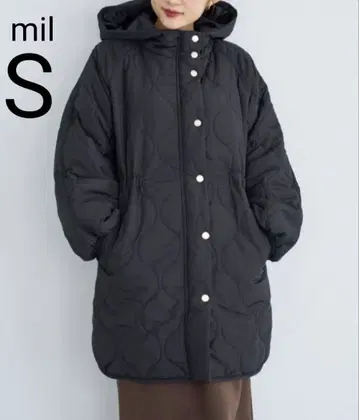 mil 작은 키 브랜드 퀼팅 충전솜 미들 코트 블랙 S 사이즈
