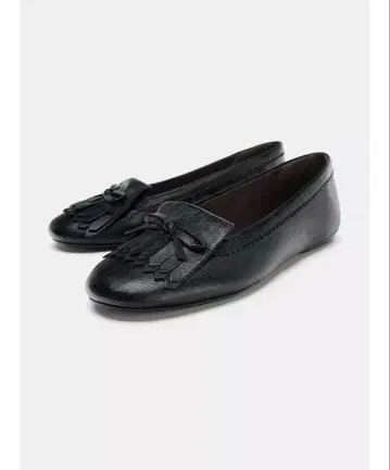 ZARA 미사용 새상품 택 포함 프린지 가죽 발레리나 슈즈 38