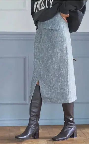 미사용 새상품 트위드 스커트 블루 L 사이즈
