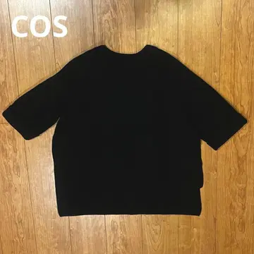 COS 7부 소매 사이드 슬릿 블랙 리브 스웨터