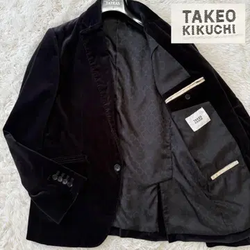 레어 다케오 키쿠치 테일러드 자켓 벨로아 안감 아가일 무늬 언컨 블랙