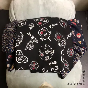 [ 칠복신(블랙) x 린넨 행운의 물건 ] 어른용 헤코오비 한폭