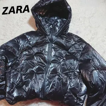 ZARA 메탈릭 다운 자켓 퍼프 아노락 광택 짧은 기장