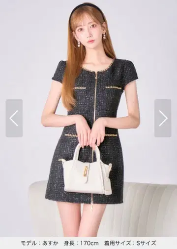 쥬얼스 블랙 트위드 드레스 S 사이즈 앞 지퍼 미사용