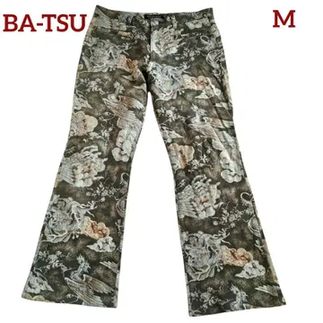90s BA-TSU/남성용바츠 일본풍 패턴 플레어 스트레치 M