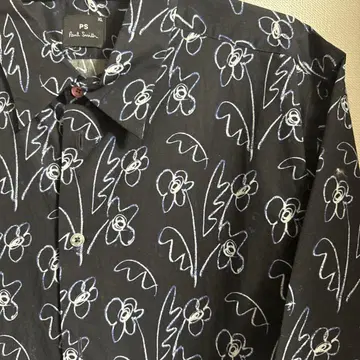 Paul Smith 반팔 셔츠 XL 꽃무늬 블랙