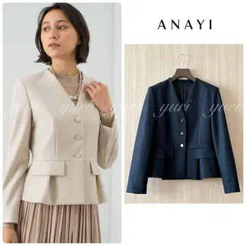 [ 1060 ] 새상품급 아나이 트윌 저리 페플럼 자켓 블랙 38