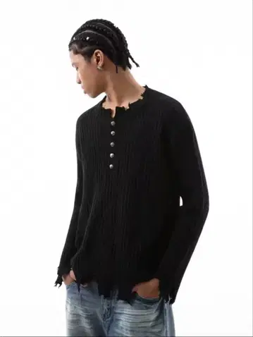 블랙 니트 스웨터 데미지 y2k 헤이세이 그런지 갸루