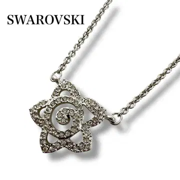 컨디션 최상 SWAROVSKI 스와로브스키 플라워 모티브 목걸이 실버