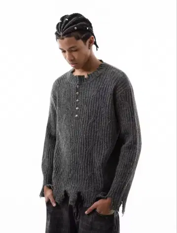 다크 그레이 니트 스웨터 y2k 헤이세이 그런지 갸루