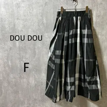4468 [ DOU DOU ] BIG 체크 스커트 플레어 롱 F