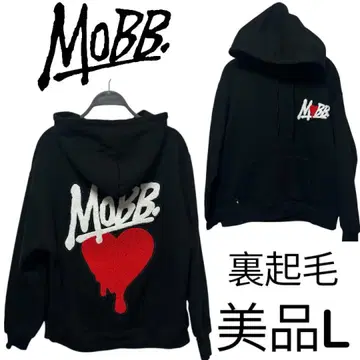 새상품급 MOBB 모브 속기모 후드티 블랙 하트 와펜 L