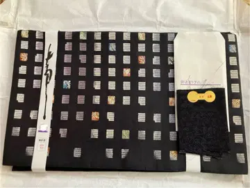 니시진 비단 카와세 미츠루 직물 변화 체크 패턴 후쿠로 오비 생 실크