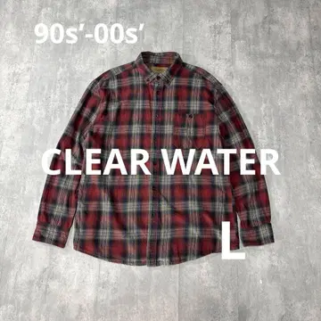90s'-00s' 클리어 워터 옴브레 체크 라이트 플란넬 셔츠